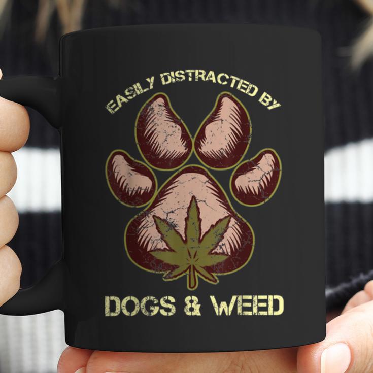 Easily Distracted By Dogs And Weed Pot Leaf Lover Dog Lover Coffee Mug