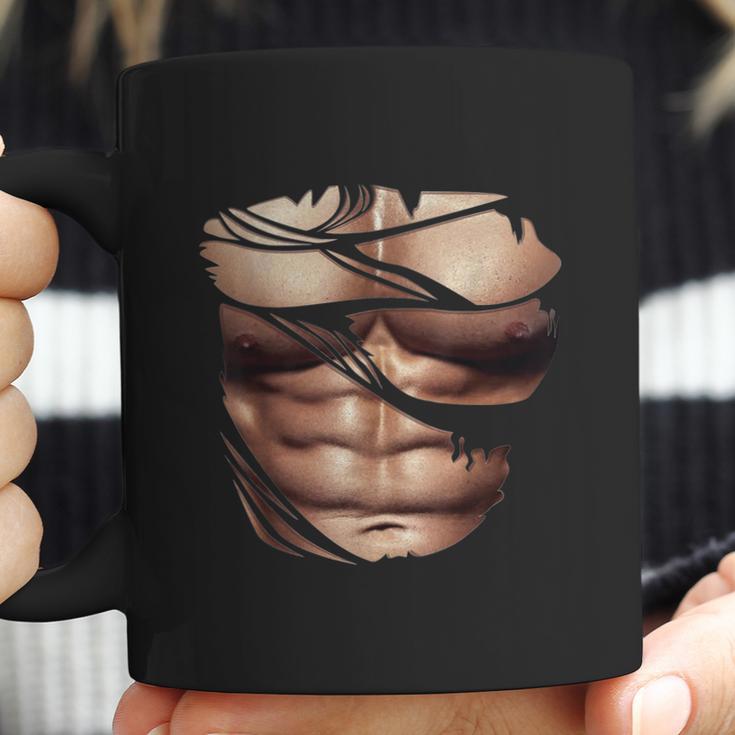 Fake Muscles Ripped Torn Chest Six Pack Abs Fitness Model Coffee Mug