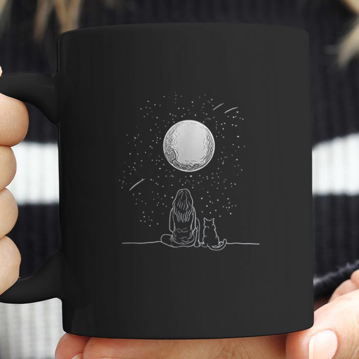 Full Moon Cat Stargazing Cool Lunar Sphere Stargazer Gift Coffee Mug