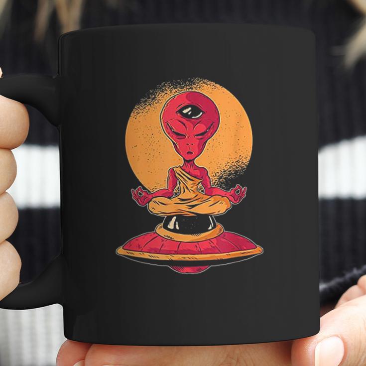 Funny Alien Meditation Monk Coffee Mug