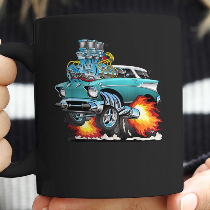 Funny Fifties Style Muscle Car Hot Rod Station Wagon Cartoon Coffee Mug