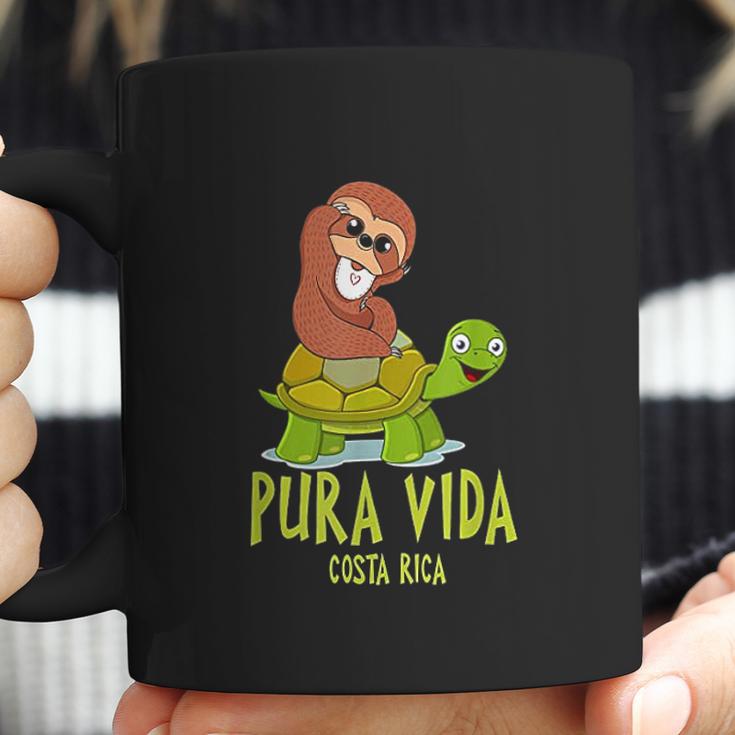 Funny Sloth Riding Turtle Pura Vida Costa Rica Coffee Mug