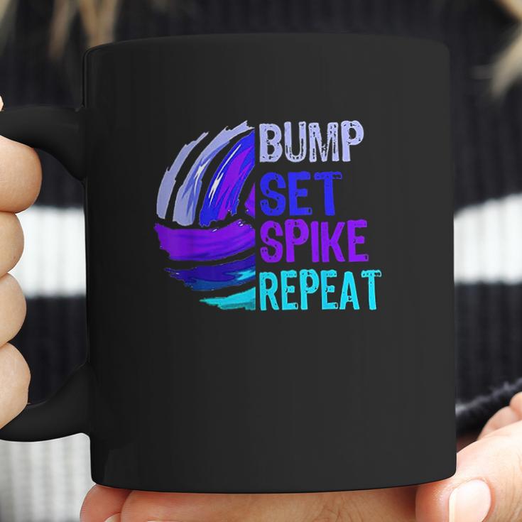 Girls Volleyball Bump Set Spike Repeat Blue Purple Teen Gift Coffee Mug