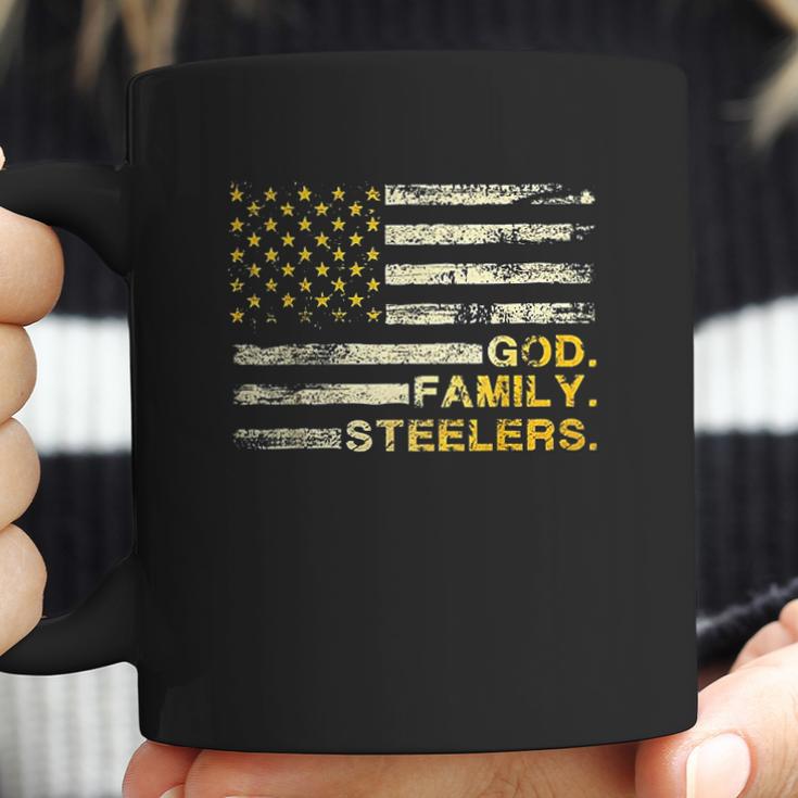 God Family Steelers Us Vintage Flag Team Dad Mam Day Gifts Coffee Mug