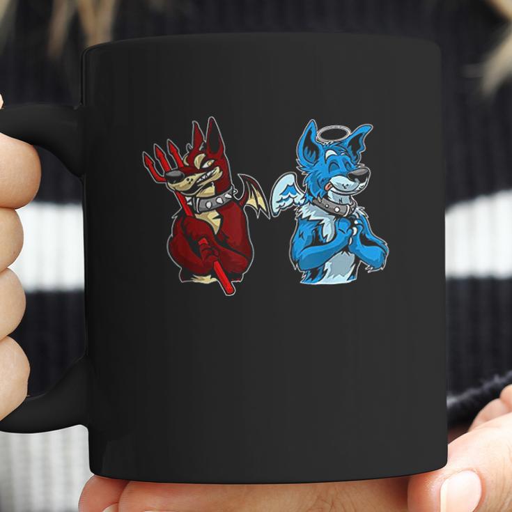 Good Vs Evil Doberman Pinscher Wolf Dog Furry Coffee Mug