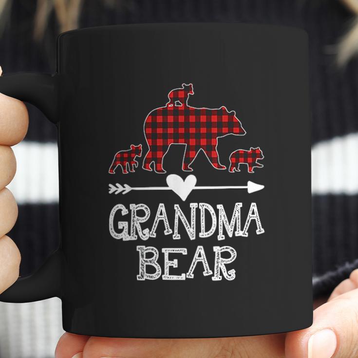 Grandma Bear Three Cubs Red Plaid Grandma Christmas Pajama Coffee Mug