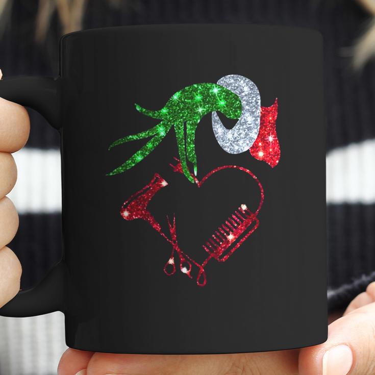 Grinch Hand Holding Love Hair Stylist Coffee Mug