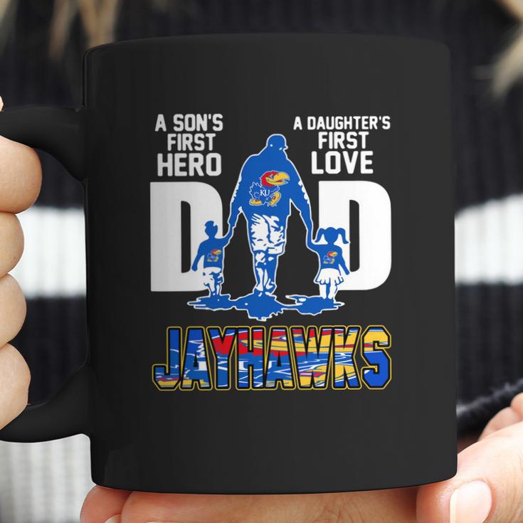 Jayhawks Dad A Son’S First Hero A Daughter’S First Love Shirtn Coffee Mug