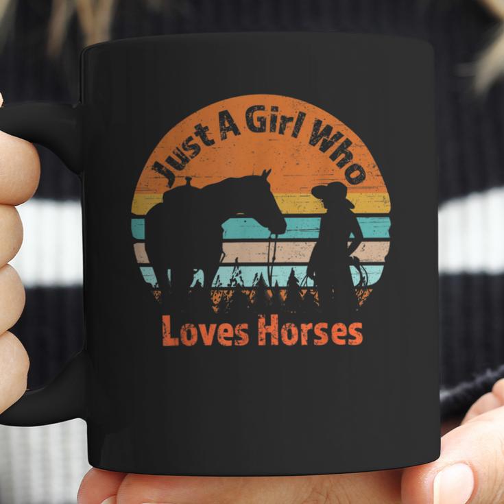 Just A Girl Who Loves Her Horse Retro Sunset Silhouette Gift Coffee Mug