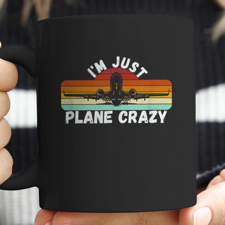 Im Just Plane Crazy Funny Pilot Pun Vintage Retro Sunset Coffee Mug