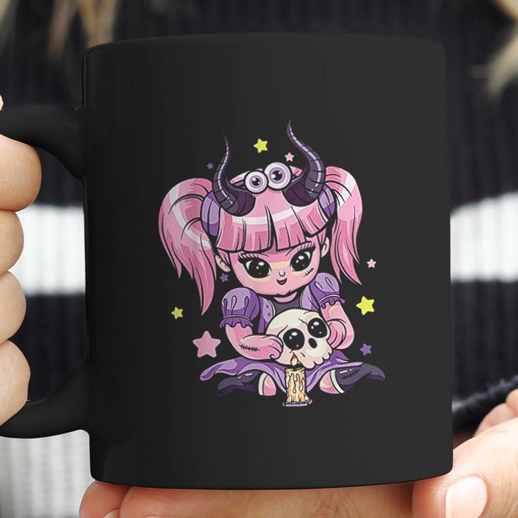 Kawaii Pastel Goth Cute Creepy Girl Skull Demon Evil Girl Coffee Mug