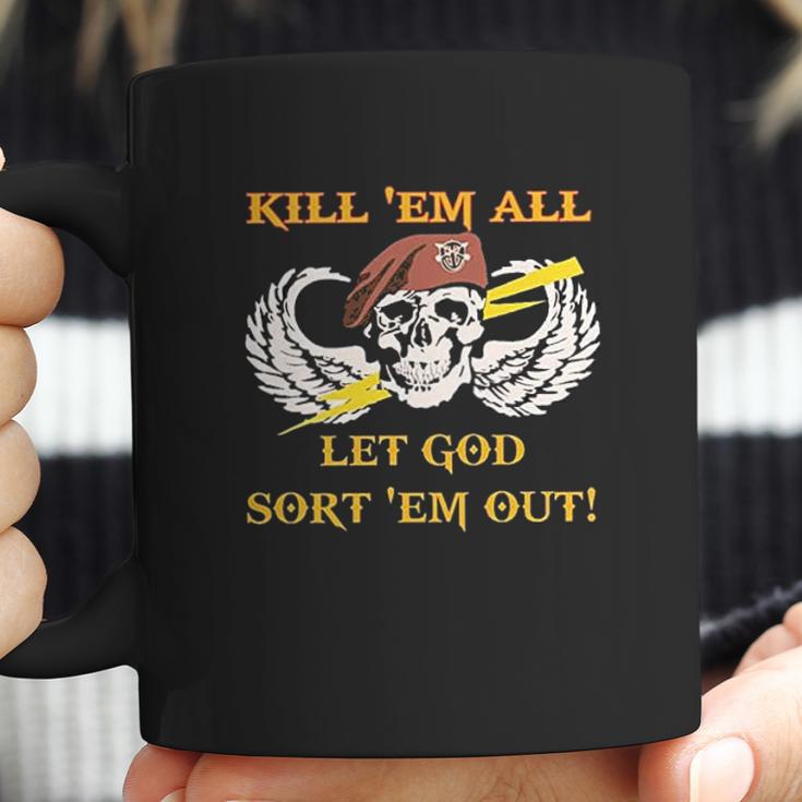 Kill Em All Let God Sort Em Out Skull Coffee Mug