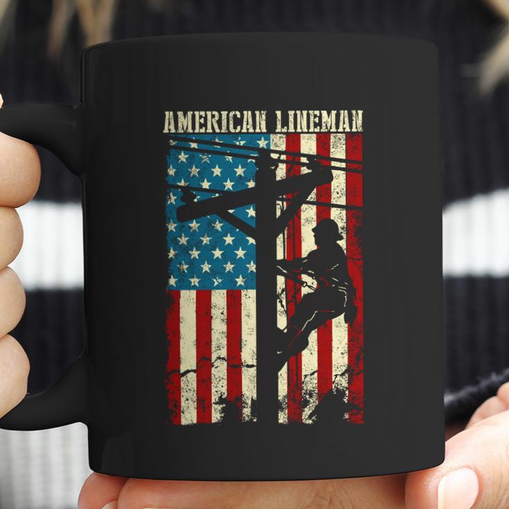 Line American Flag Electric Cable Gift Patriotic Line Gift Coffee Mug