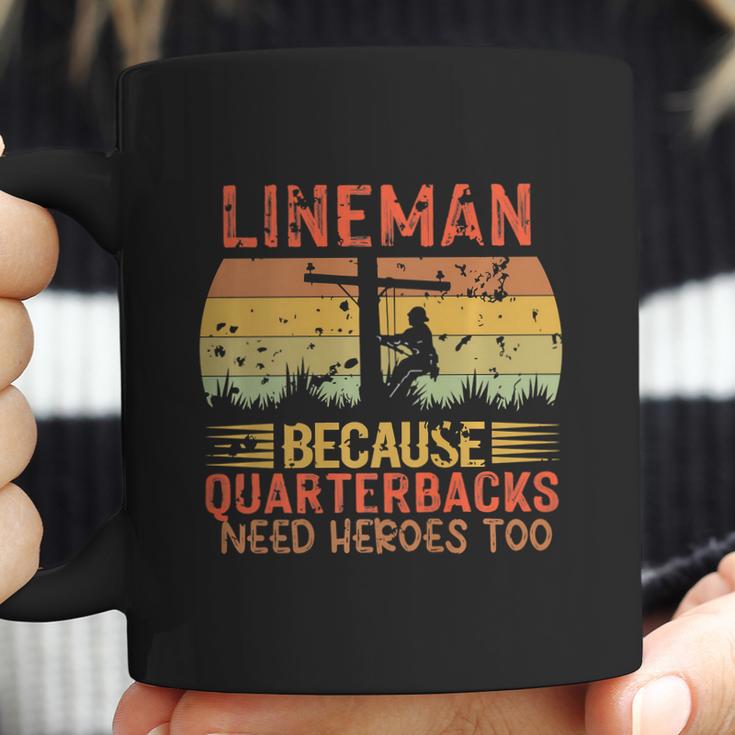 Lineman Because Quarterbacks Need Heroes Too Vintage Electric Cable Coffee Mug