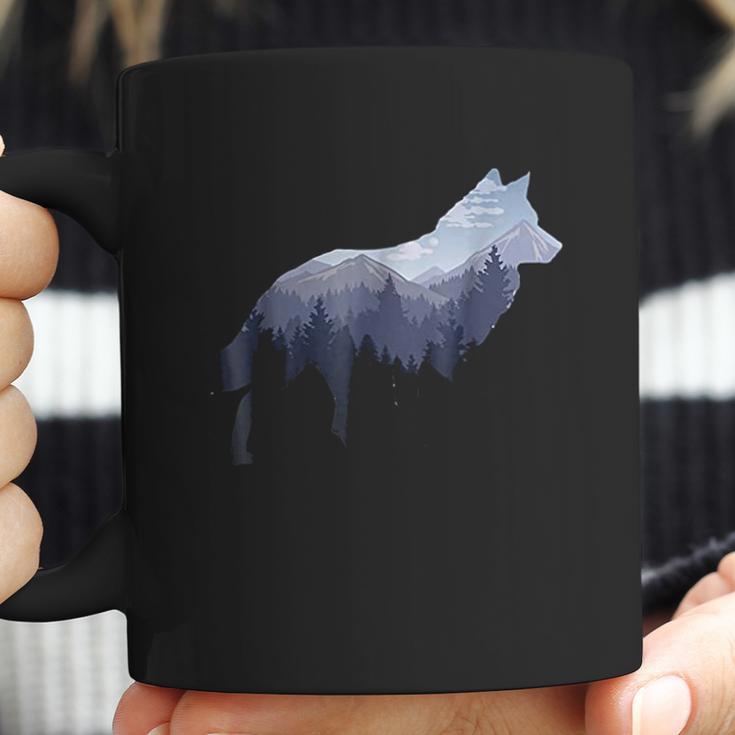 Lone Wolf Survives The Mountain Silhouette Art Coffee Mug