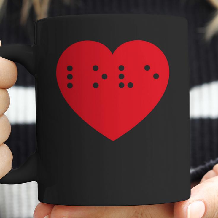 Love In Braille Inside Big Red Heart Uncontracted Valentine Coffee Mug