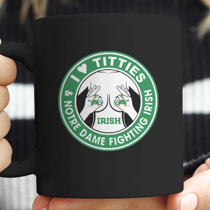 I Love Titties And Notre Dame Fighting Irish Shirt Coffee Mug