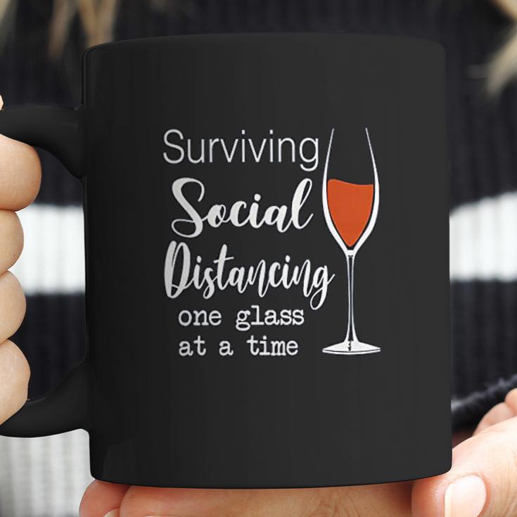 Lucoin Wine Surviving Social Distancing One Glass At A Time Coffee Mug