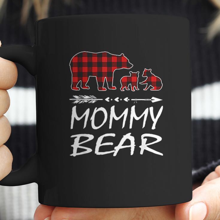 Mommy Bear Two Cubs Red Plaid Christmas Pajama Coffee Mug