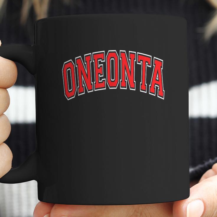 Oneonta Ny New York Varsity Style Red Text Coffee Mug