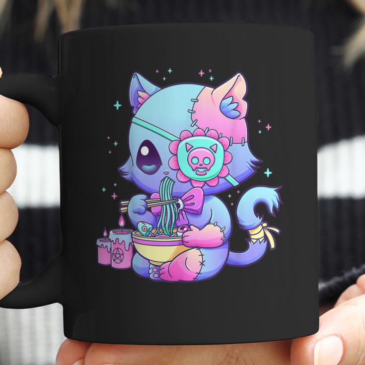 Pastel Goth Aesthetic Kawaii Creepy Cat Eating Ramen Noodles Men Women T-Shirt Graphic Print Casual Unisex Tee Coffee Mug