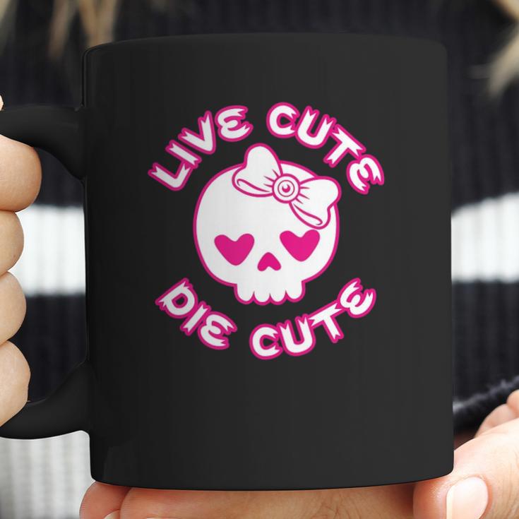 Pastel Goth Live Cute Die Cute Skull Bow And Heart Shape Coffee Mug