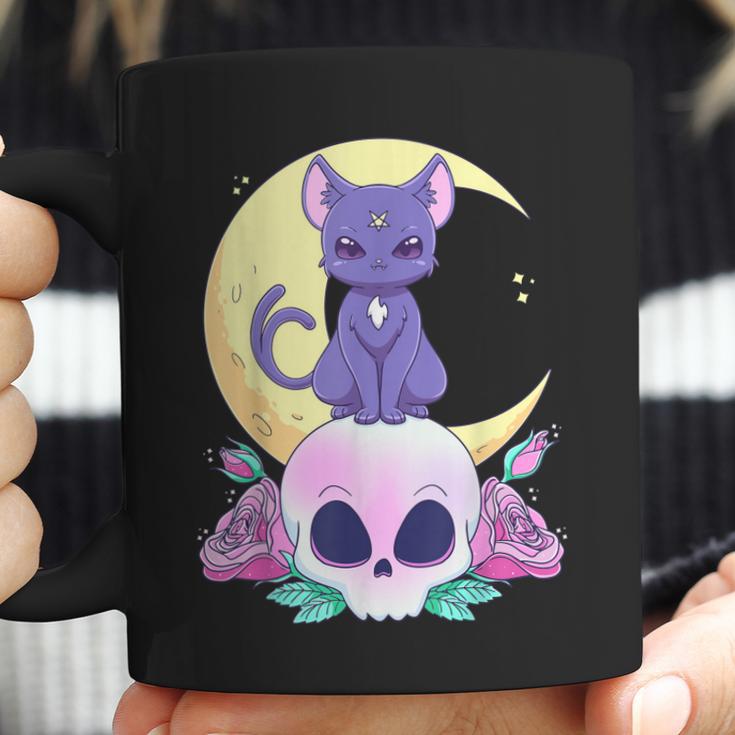 Pastel Goth Witchy Cat Cute Creepy Wiccan Cat And Skull Men Women T-Shirt Graphic Print Casual Unisex Tee Coffee Mug