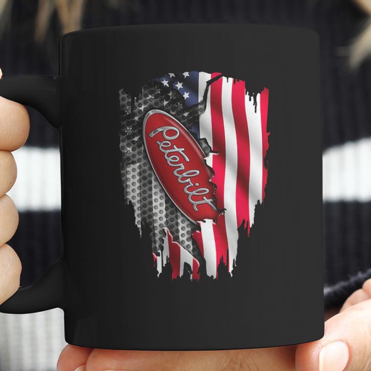 Peterbilt Logo Red Design Usa Flag American Independence Day Truck Fans Patriots Shirts Coffee Mug