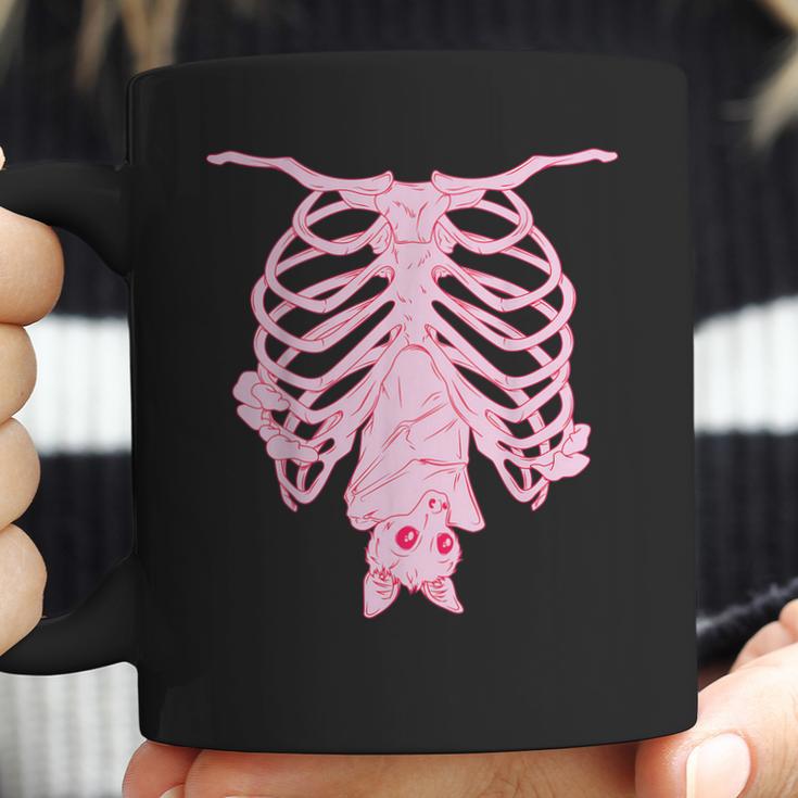 Pink Ribs Bat Pastel Goth Halloween Kawaii Skeleton Witch Coffee Mug