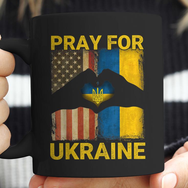 Pray For Ukraine Stand With Ukraine Ukrainian Flag Us Flag Men Women T-Shirt Graphic Print Casual Unisex Tee Coffee Mug