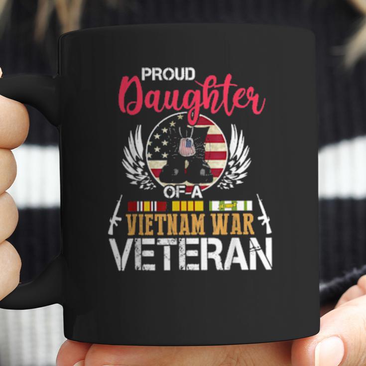 Proud Daughter Vietnam War Veteran American Flag Military Coffee Mug