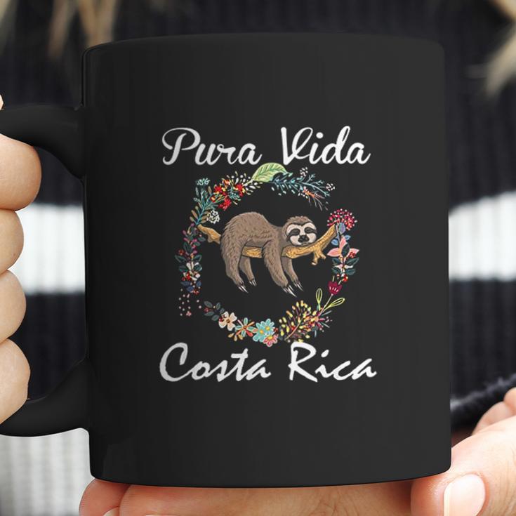 Pura Vida Costa Rica Floral Cute Sleepy Sloth Funny Gift Coffee Mug