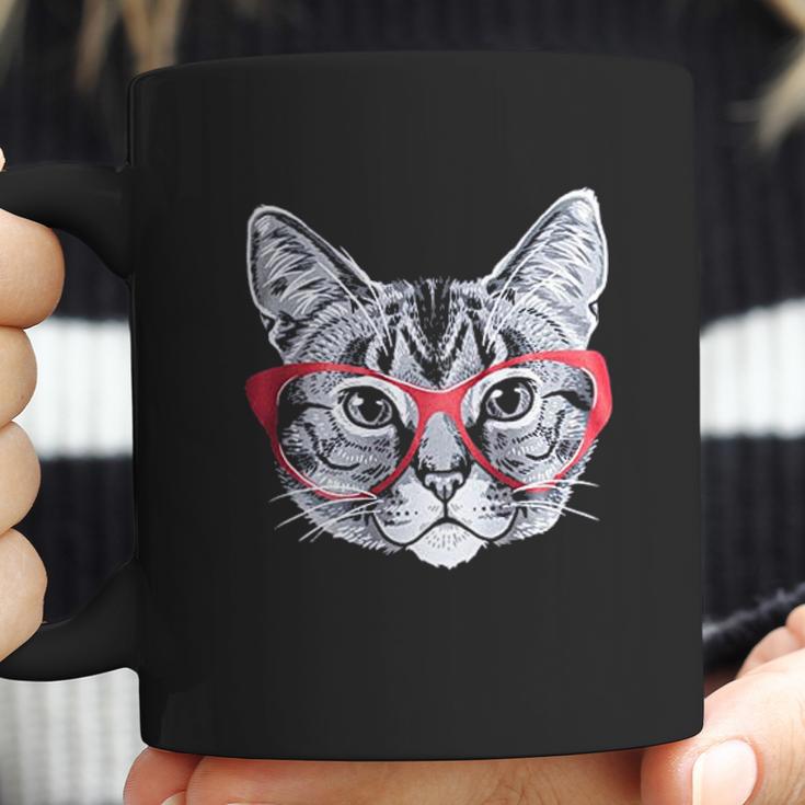 Red Linda Glasses Cat Funny Belcher Kitty Cute Humor Fun Coffee Mug