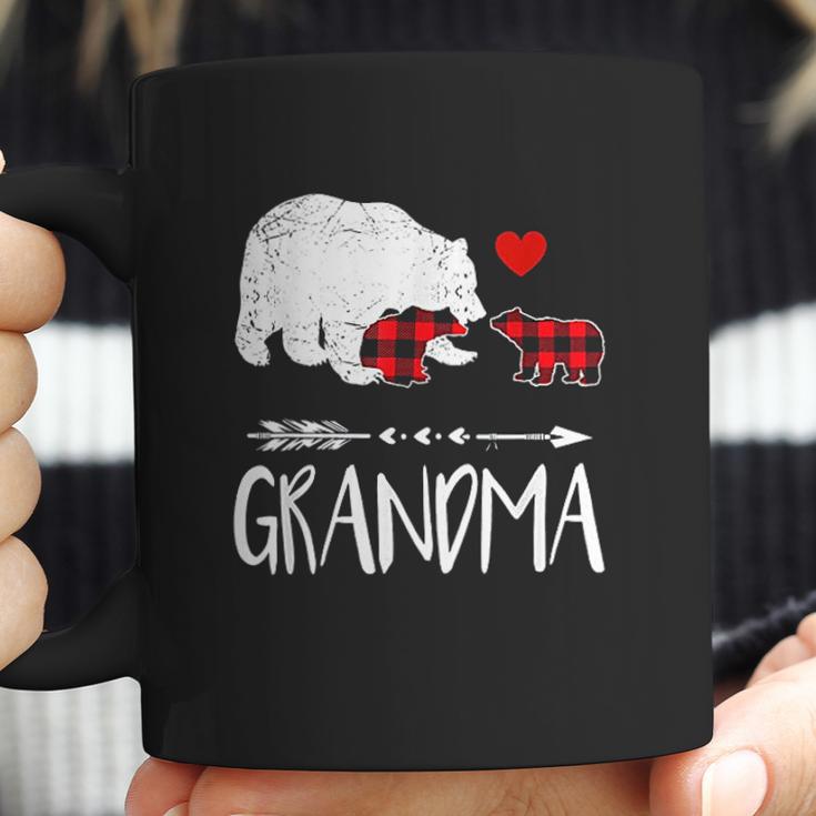 Red Plaid Grandma Bear Two Cubs Matching Buffalo Pajama Xmas Coffee Mug