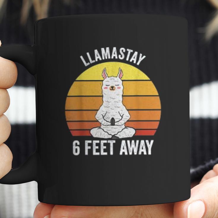 Retro Llamastay 6 Feet Away Llama Social Distancing Coffee Mug