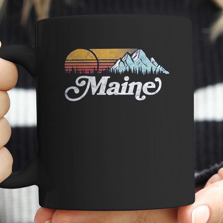 Retro Vibe Maine Vintage Mountains And Sun Coffee Mug