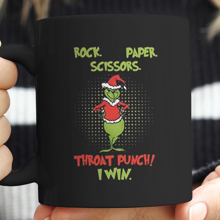 Rock Paper Scissors Throat Punch I Win Funny Grinch Coffee Mug