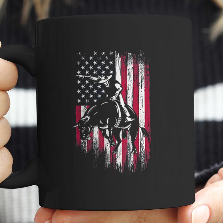 Rodeo Bull Rider Patriotic American Flag Cowboys Coffee Mug