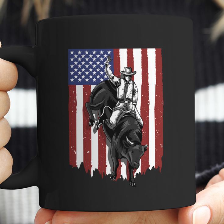 Rodeo Bull Rider Patriotic American Usa Flag For Cowboys Cute Gift Coffee Mug