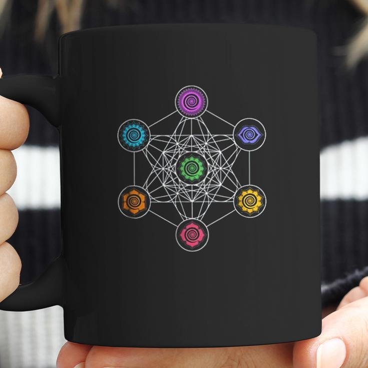 Sacred Geometry Yoga Metatrons Cube Rainbow Coffee Mug