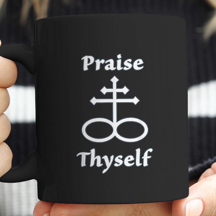 Satanic Cross | Praise Thyself Quote Atheist Coffee Mug