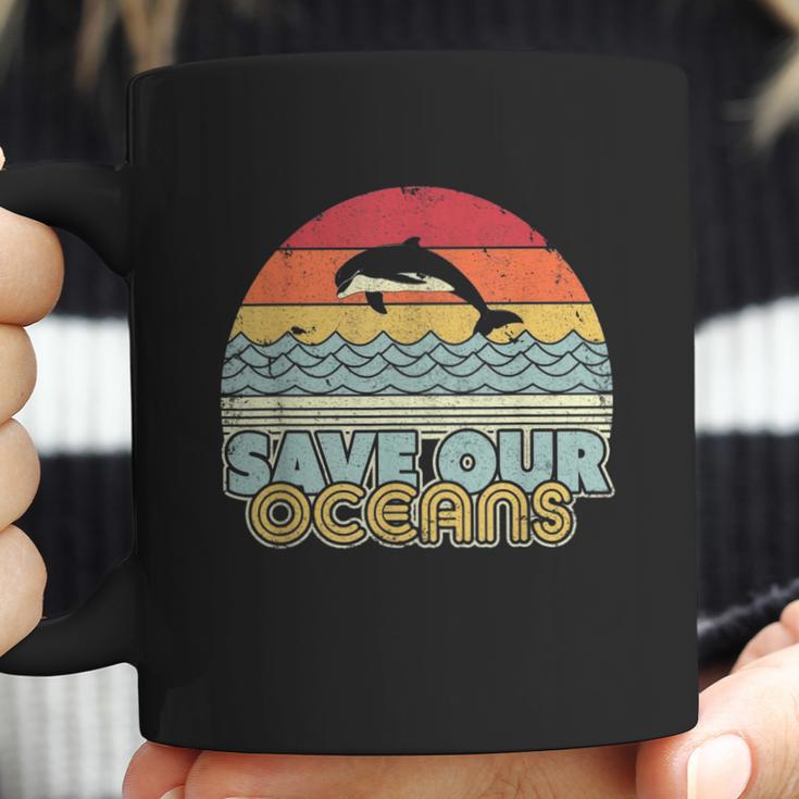 Save Our Oceans Dolphin Retro Style Climate Change Coffee Mug