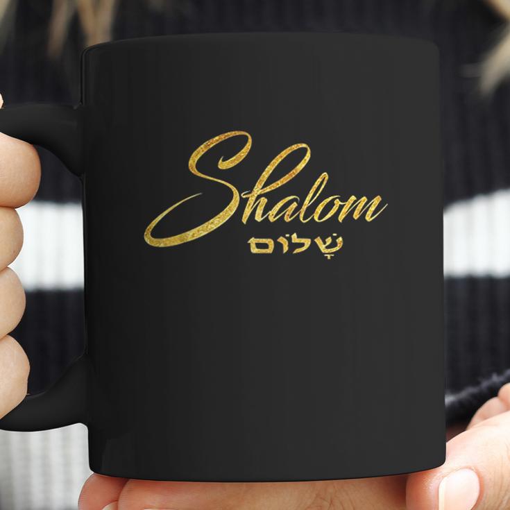 Shalom With Hebrew Writing And Gold Foil Effect Coffee Mug