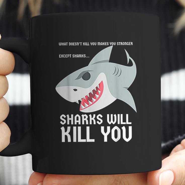 Sharks Will Kill You Funny Fun Emoji Stuff Gift Coffee Mug