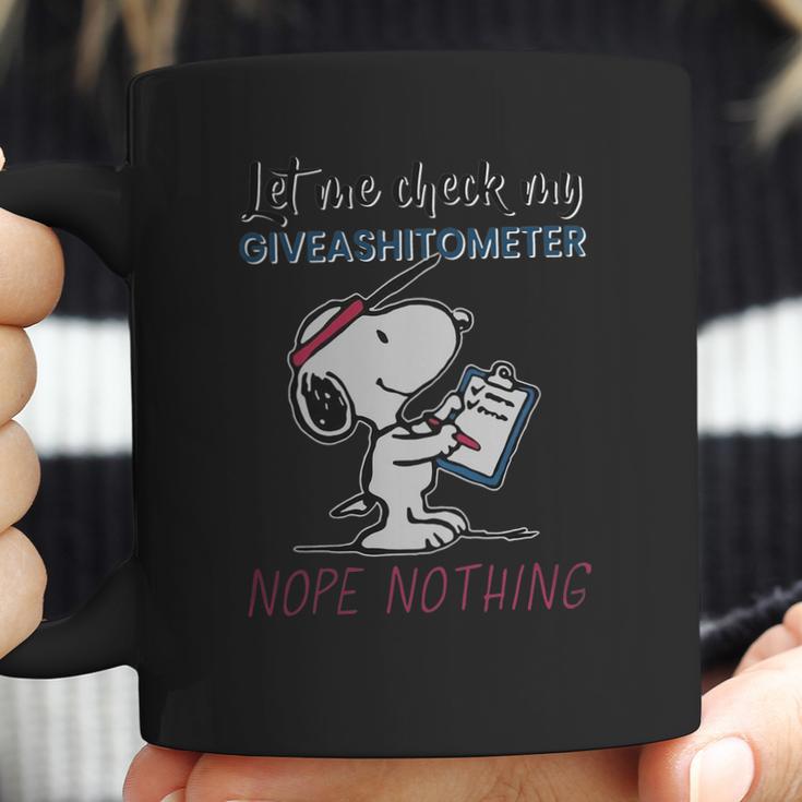 Snoopy Let Me Check My Giveashitometer Nope Nothing Coffee Mug