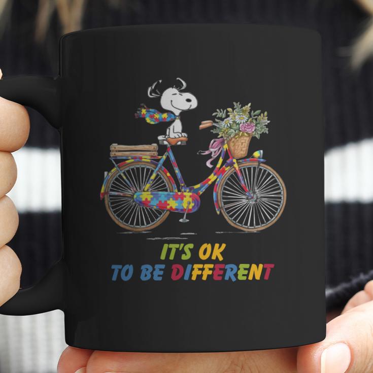 Snoopy Riding Bike It’S Ok To Be Different Autism Shirt Coffee Mug