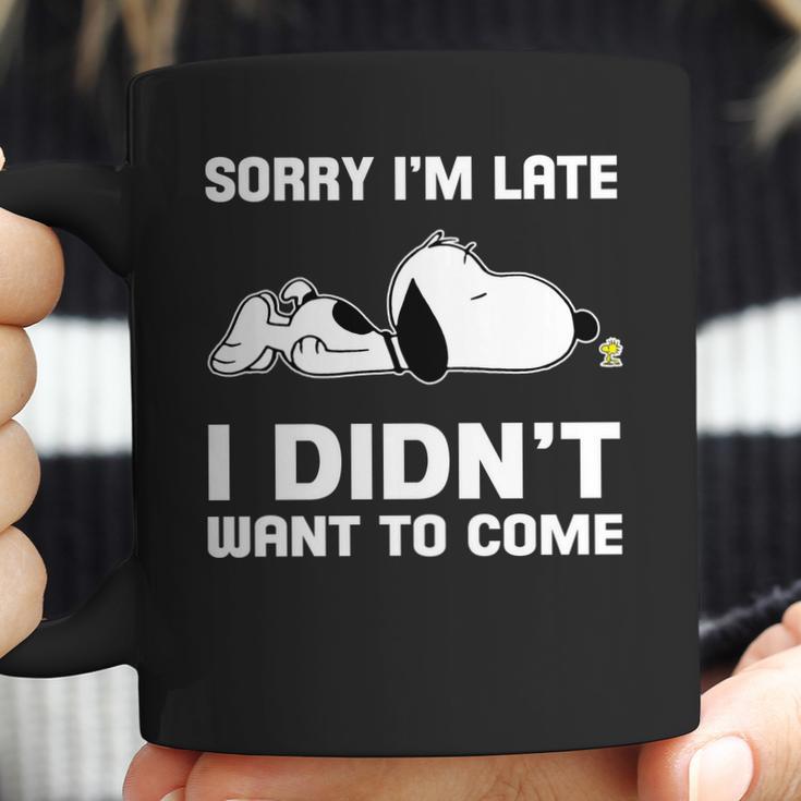 Snoopy Sorry Im Late I Didnt Want To Come Coffee Mug