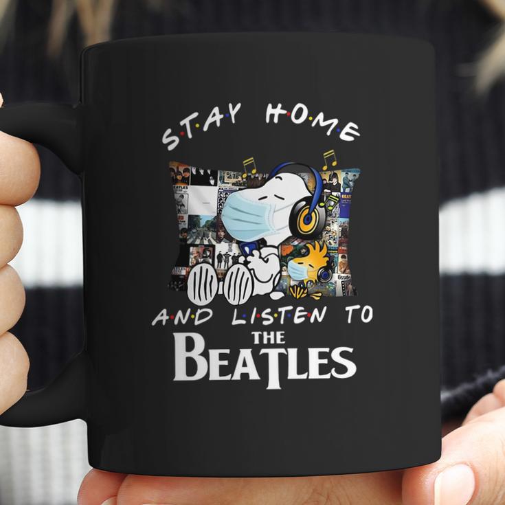 Snoopy And Woodstock Stay Home And Listen To The Beatles Shirt Coffee Mug