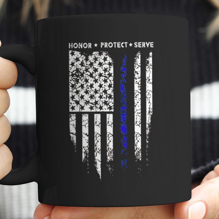 Sr Thin Blue Line Usa Protect Police Flag Army American Coffee Mug