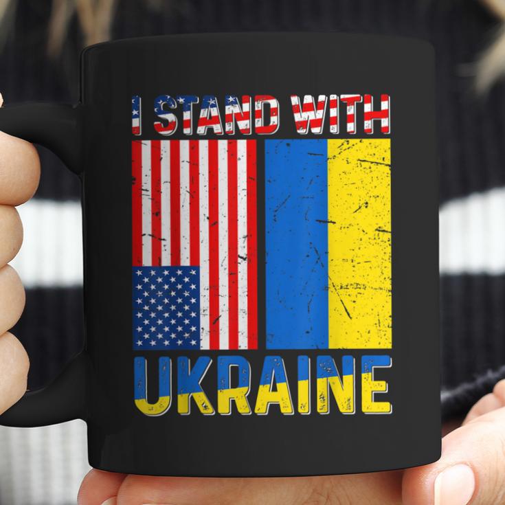 I Stand With Ukraine Support Ukraine Ukrainian American Flag V2 Men Women T-Shirt Graphic Print Casual Unisex Tee Coffee Mug